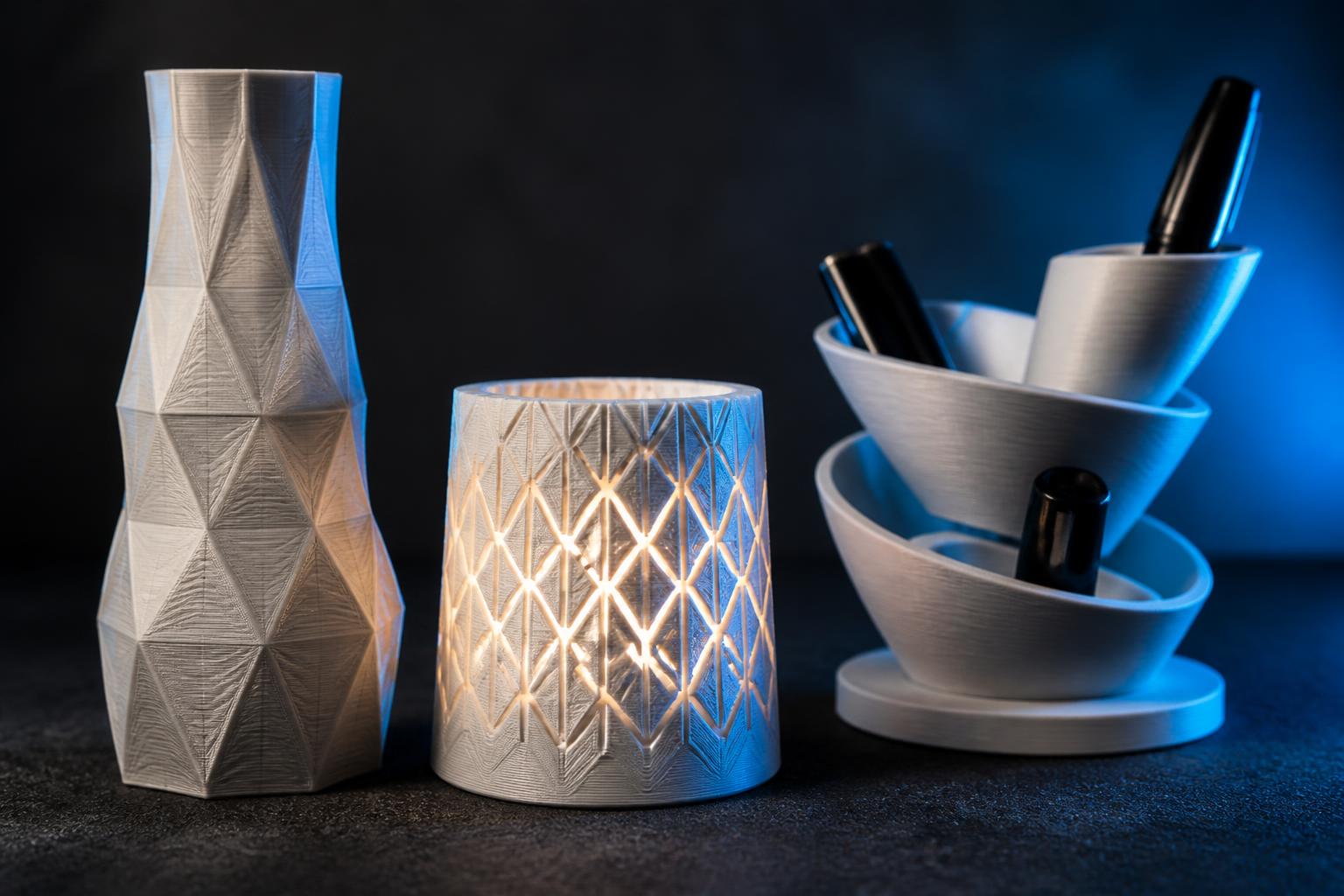 Peças impressas em 3D produzidas pela PLANO3D